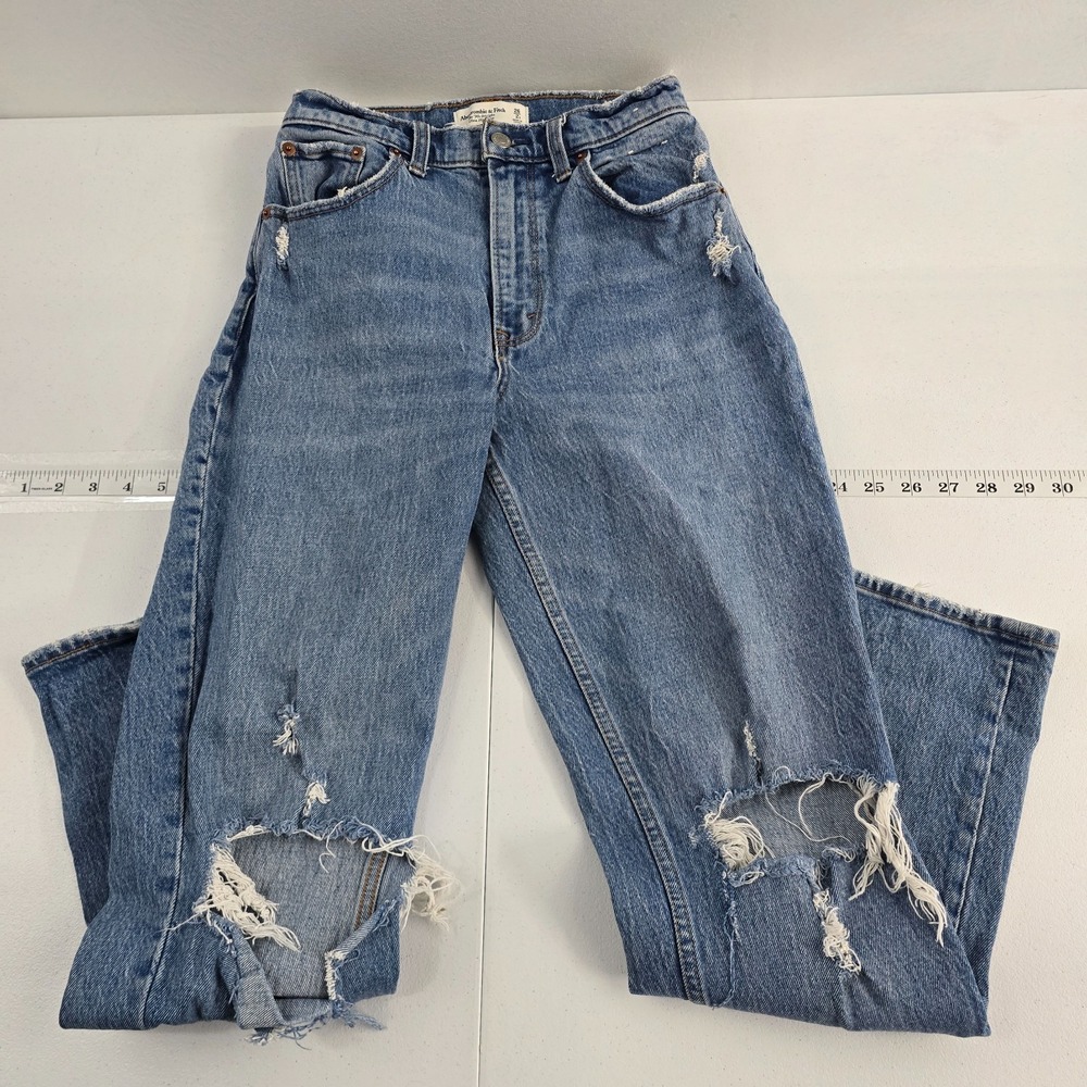 Abercrombie the 90's straight jean ultra high rise 26/2 blue denim womens 7096